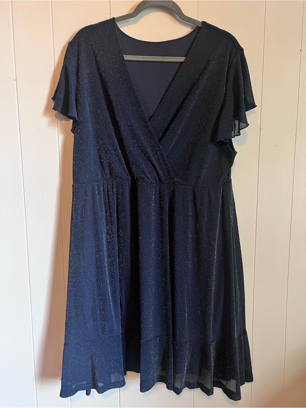 Zara Navy Glitter Wrap-Style Dress